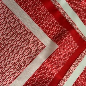 Red and White Geometric Scarf, Made in Italy